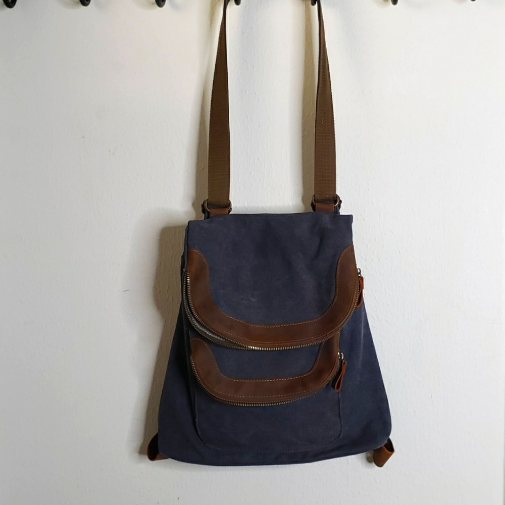 Canvas Navy Satchel Backpack